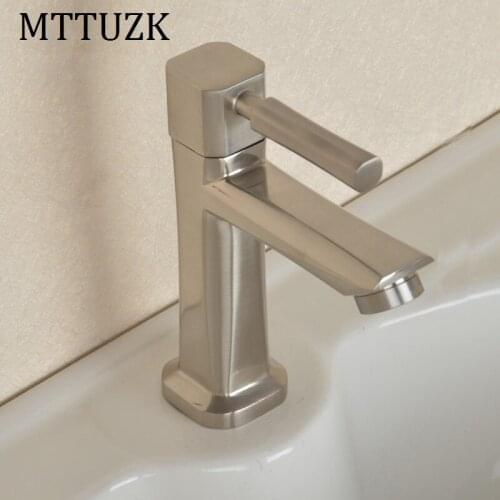 Vidric square stainless steel single handle single hole single cold noodle faucet toilet wash basin faucet ceramic basin tap