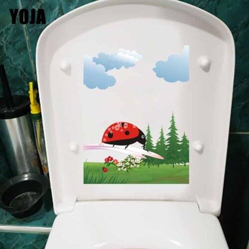 YOJA 17.7X23.2CM Modern Cartoon Small Flowers Of Seven Star Ladybug Trees Bedroom Home Decor Toilet Decal Wall Sticker T5-1096