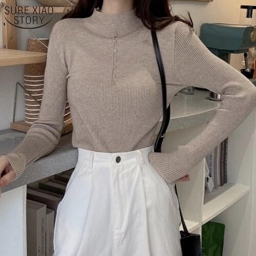 Womens Turtleneck Sweater Pullover Long Sleeve Knitwear 2021 New Slim Fit Basic for Women Solid Color Womens Jacket 11803