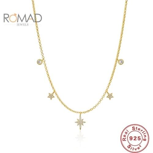 ROAMD 925 Sterling Silver Necklace For Women Star Diamond Stacked Fashion Jewelry 2020 All-match Wedding Necklace Bijoux Femme