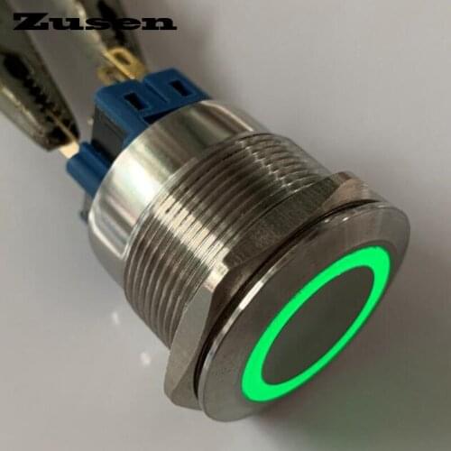 Zusen 25mm stainless steel ring illuminated on/off push button switch(ZS25F-11ZE/G/12V/S)
