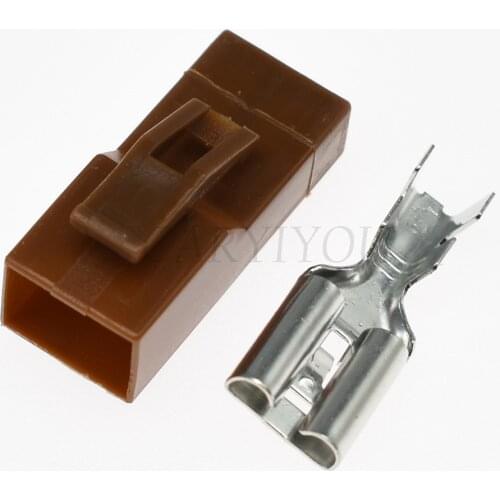 1 Kit DJ7015-9.5-21 9.5mm Brown Yellow Unsealed Female Housing 1 Pin Way Connector Plug Socket Fuse Box Wire Connector