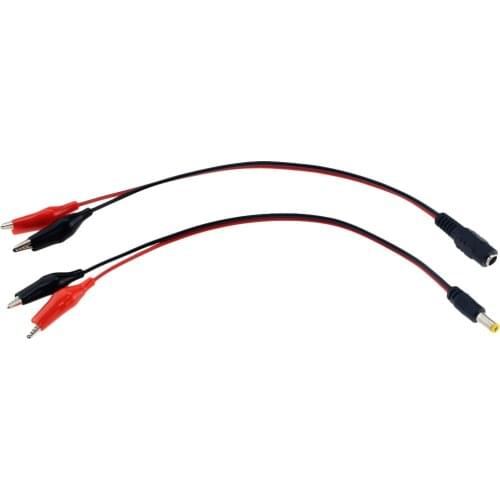 1PCS 2 Alligator clip to 1 Male or Female DC Power Plug Connector Adapter 25CM Wire DC 5.5*2.1mm Clips Crocodile Test Leads