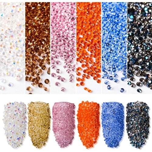 1 Pack Multi Size Glass Rhinestones Mixed Colors Flat-back AB Crystal Strass 3D Charm Gems DIY Manicure Nail Art Decorations