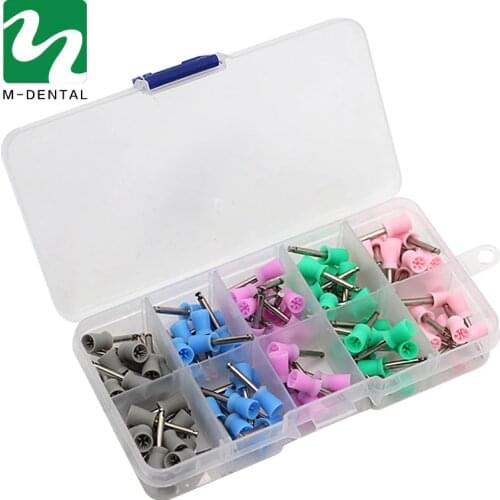 100pcs Dental Prophy Cup Rubber Polish Polishing Tooth Latch Type Mixed Color for Dental Lab
