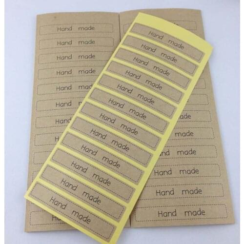 1200PCS/Lot 7.5x1.3cm printing"Hand made"paper Adhesive Labels sealing Stickers packaging For Jewelry/Box/gift/car/envelope