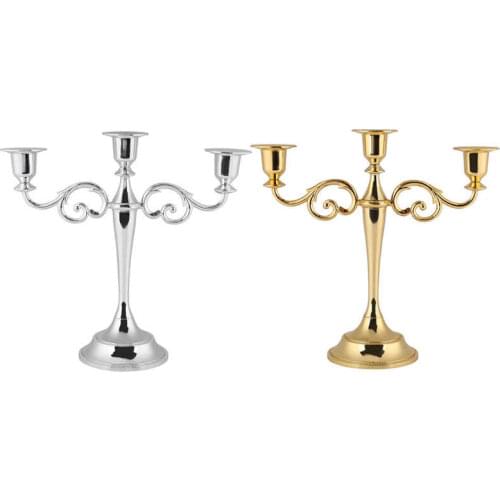 2 Colors 3 Arms Metal Candle Holder Retro Candelabra European Style Candelabra Wedding Candlestick Holder Home Decor