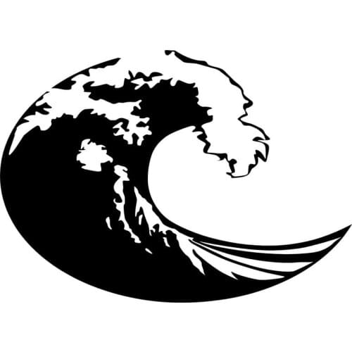 20.5*15.3CM Wave Surf Car Stickers Stickers Funny Cartoon Decoration Motorcycle Decals Car Styling Black Silver C2-0483