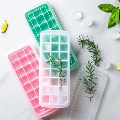 24 Cells Creative Refrigerator Ice Cube Tray with Removable Lid Silicone Reusable DIY Fruit Cream Maker Mould Kitchen Bar Tools