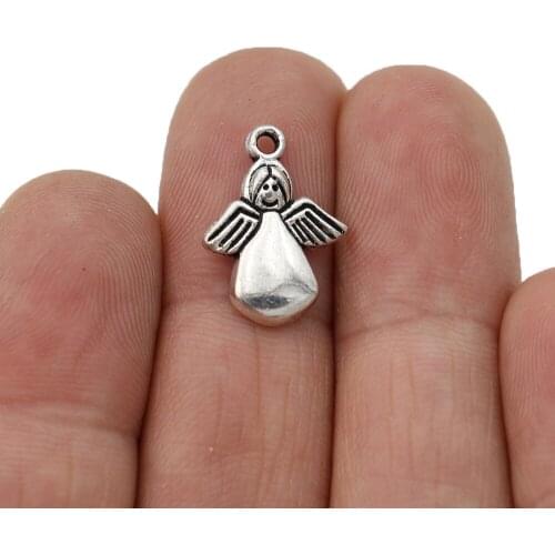 30pcs Antique Silver Plated Made for Angel Charms Pendants for Jewelry Making Bracelet DIY Accessories 18x13mm