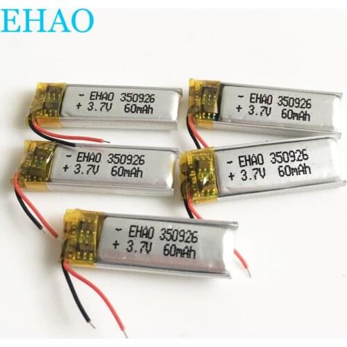 5 pcs 351015 3.7v 50mAh Lithium Polymer LiPo Rechargeable Battery For Mp3 headphone bluetooth Recorder headset