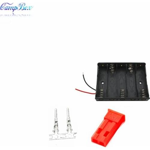 50Pcs 5xAA Battery Case Holder Socket Wire Junction Boxes With 15cm Wires, JST 2.54 Male Header and Crimps