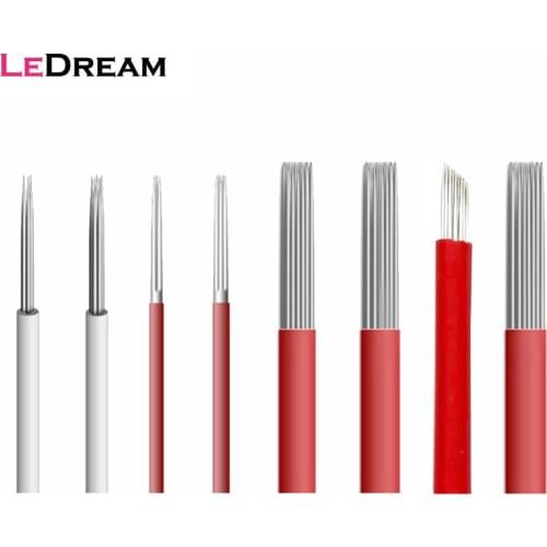 50PCS/lot Disposable Bevel Round Pin Manual Tattoo Needles Blades For 3D Microblading Shading Fog Eyebrow Lip Permanent Makeup