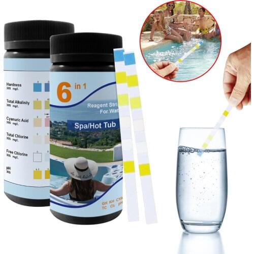 50pcs 6-in-1 Multipurpose Chlorine Ph Alkalinity Test Strips Spa Swimming Pool Water Tester Paper Clh Cleaner Accessories #YJ