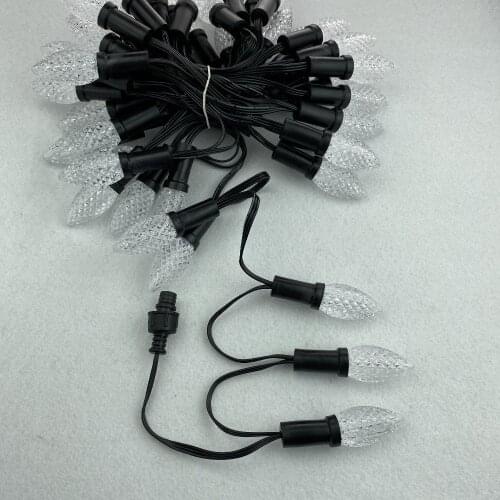 50nodes addressable RGB C9 DC12V WS2811 LED Christmas pixel string light;6inches(15cm) wire spacing;all BLACK wire;IP68