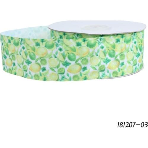 50 yards/lot) Factory supply 1-1/2" summer fruit lemon printed grosgrain ribbon for decoration