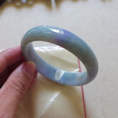 58.mm Certified Grade A Natural Lavender Green Jadeite Jade Bracelet Bangl 55--61mm