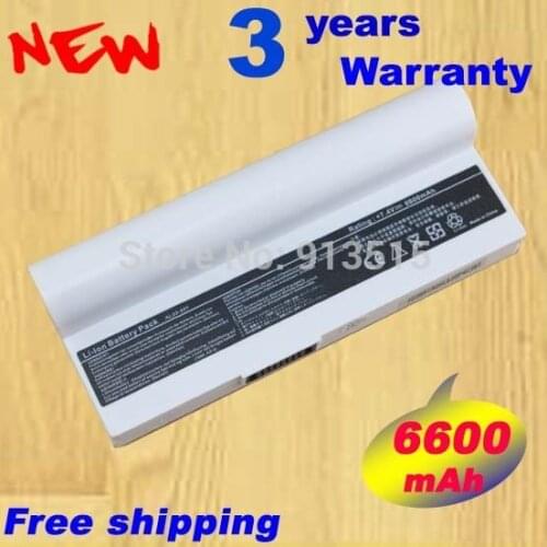 White 6 cells For Asus laptop Battery AL23-901 AP23-901 Eee PC 1000 1000H 1000HA 1000HD 1000HE 1000HG 901 904HD 6600mah 7.4V