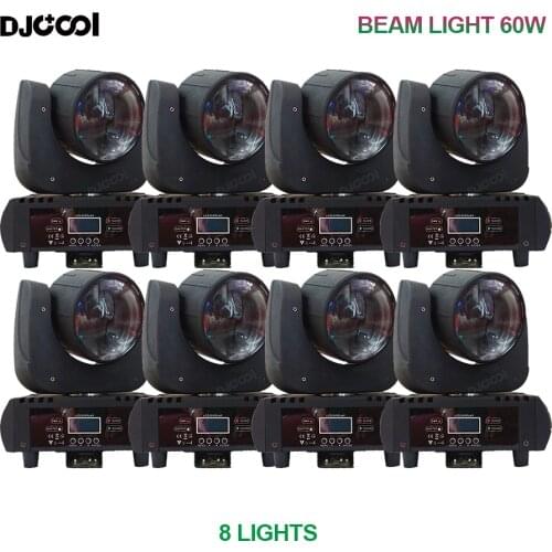 Free Duty 8pcs LED Beam 60W Moving Head RGBWAP 6in1 Stage Move Head Light DMX Beam Head Lights
