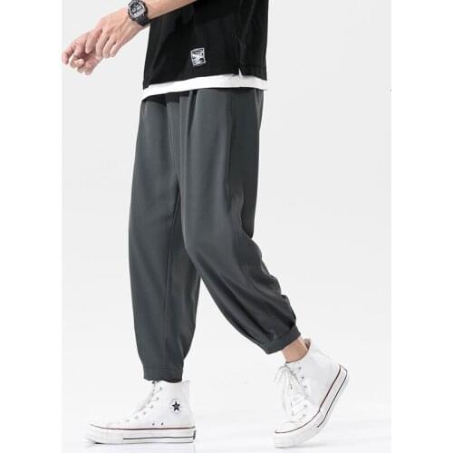 Summer Mens Casual Oversize Pants 2021 Fashion Harajuku Streetwear Trousers Male Solid Color Classic Ankle-length Pants
