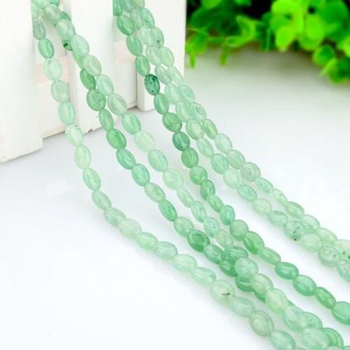 1 Strand Natural Green Aventurine 6mm to 8mm Free Form Oval Polished Stone Beads 15 inch for Jewelry Craft Making