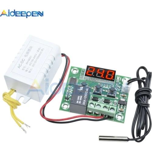 W1209 AC 110V-220V Digital Thermostat Temperature Controller Incubation Thermostat Power Supply Module Red LED Display