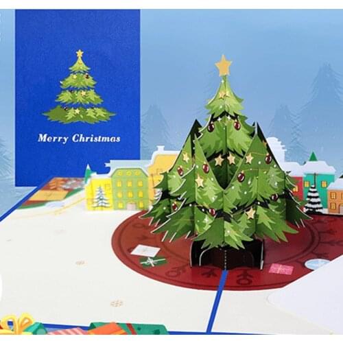 Tree Pattern Decorative Eco-friendly Innovative Christmas Card for Friends