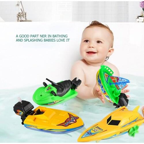 Kids Pool Swimming Bathtub Bath Toys Wind Up Clockwork Float in Water Speed Boat Ship Children Bath Toys Random Color
