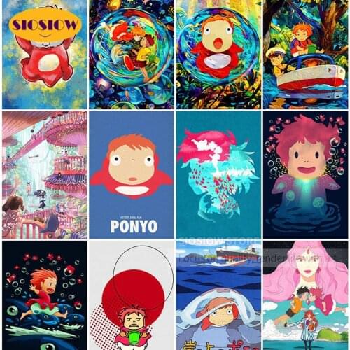 DIY Diamond Painting Cartoon Ponyo Full Square Diamond Beads Embroidery Cross Stitch Kits Children Japanese Decor Room Kids Gift