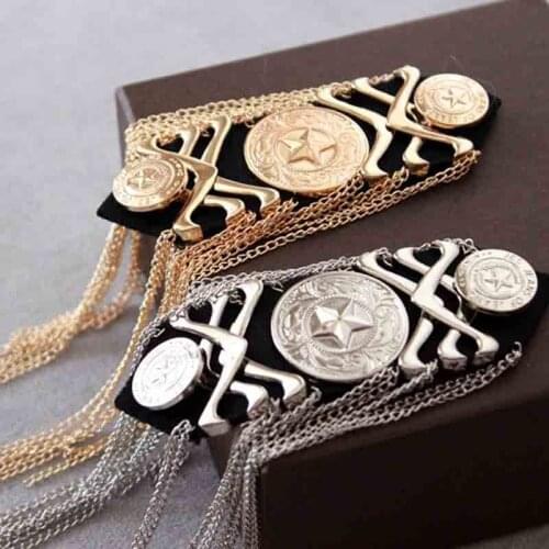 DIY one piece breastpin tassels shoulder board Epaulet metal patches for clothing QR-2601