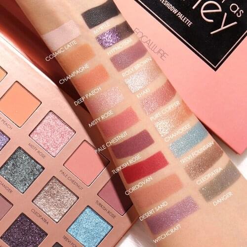FOCALLURE Hot Sale Fashion Pro 18 Color Glitter Matte Easy to Wear Warm Smokey Eye Shadow Palette Eyes Cosmetics Tools