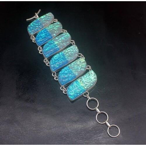 Gemstonefactory Jewelry Big Promotion Single Amethsyt 925 Silver Adorable Dichroic Glass Lady Women Charm Bracelet 17cm 20213242