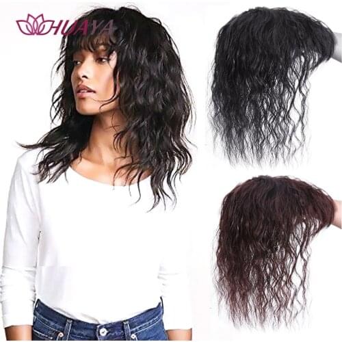 HUAYA Topper Hair Piece For Women Corn Wavy Hairpiece Clip Hair in Extensions With Bangs Invisible Seamless Head Hair Wig