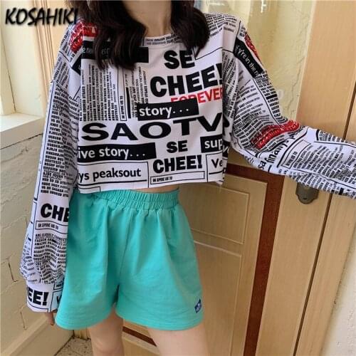 Женские укороченные футболки KOSAHIKI China At AliExpress
