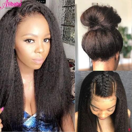 Lace Yaki Straight Wigs 13x6 Lace Front Human Hair Wigs Pre Plucked With Baby Hair Wigs For Black Women Remy Hair