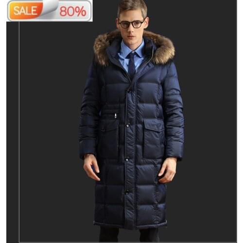 Long Goose Men Winter Coat Raccoon Fur Collar Puffer Jacket Korean Parka Mens Down Jackets NF660AAM-G J3097