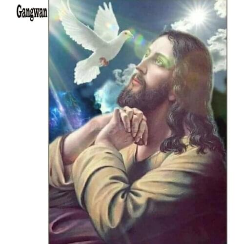 5D square Diy Diamond Painting kit Full Round drill Cross-Stitch Jesus Mosaic Rhinestone Picture Embroidery sale Religion icon