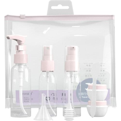 Travel Bottles Kit, Leak Proof Portable Toiletry Containers Set, Clear PET Flight Size Cosmetic Containers for Lotion, Set of 9