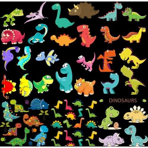 Animal Patch dinosaur Set Heat Transfer washable Iron on Cute Cartoon Patches for Kids Girl Clothing T-shirt DIY Press