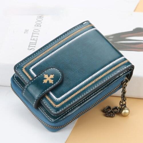 2021 New Womens Multi-card Organ-type Card Package Horizontal European and American Coin Purse Fashion Buckle Purse Women