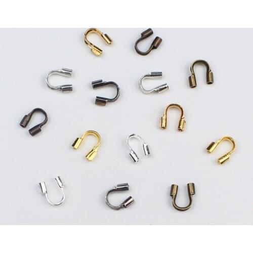 100pcs/lot 4.5x4mm Wire Guard Guardian Protectors Loops U Shape Clasps Connector Copper Tube Crimp End Beads for Jewelry Making