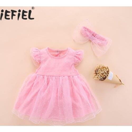 Newborn Baby Infant Girl Dress Clothes Wedding Party 1st Birthday Outfits Tulle Mesh Romper Dress Christening Set 3 6 9 12 Month
