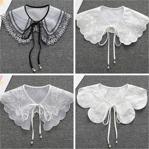 New Women Lace Fake Collar Blouse Cloud Shoulder Doll Collar Detachable Shirt Collar Blouse Top Women Clothes Accessories