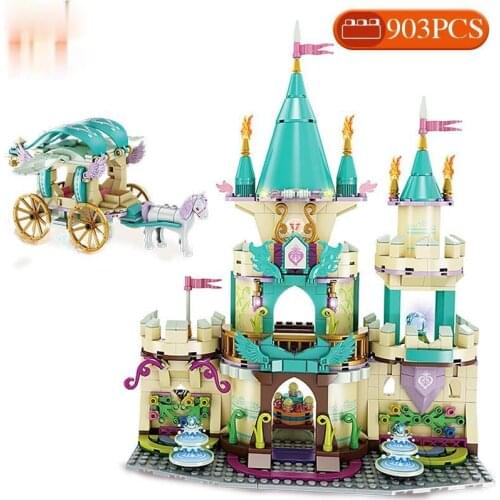Friends Girls Building Blocks Ice Snow Magic Castle with Action Figure Carriage Princess Palace Brick Children Gift Toys