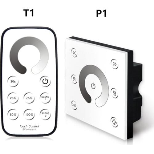 DC12V-24V P1+T1 LED Strip Single Color Brightness Dimmer Touch Panel Controller With RF Wireless Touch Remote For led strip tape