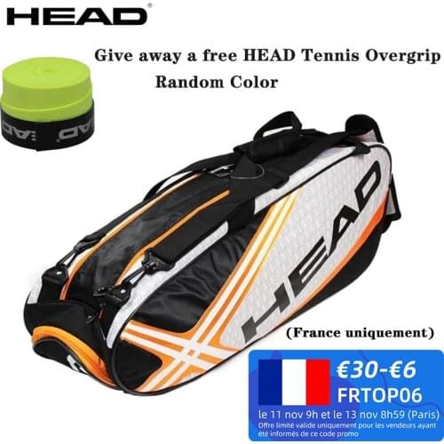 HEAD Tennis Bag Mens Tennis Racket Large Sport Bag Outdoor Gym Badminton Backpack 4-9 Racquet Sports Bag With Handle Waterproof