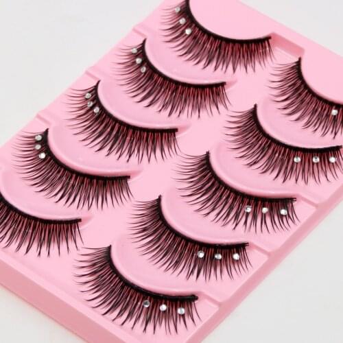 YOKPN Crystal False Eyelashes Natural Bare Makeup Slim With Fake Eyelashes Thick Stage Makeup Bridal Makeup Fake Eyelashes
