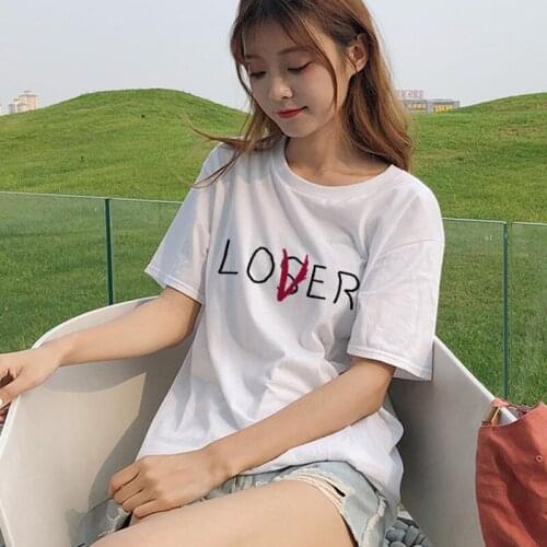 Female t shirt New Movie It Losers Club Chiffon Cotton Short Sleeve Loser Lover It Inspired Harajuku Chiffon Tops