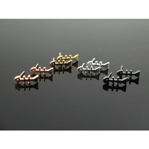 TianBo high quality woman jewelry fishbone stud Punk earrings fish bones mini lovely joker woman earrings wholesale