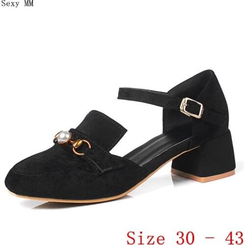 Pumps Women Oxfords Career D'Orsay Shoes Med High Heels Woman Med High Heel Shoes Small Plus Size 30 31 32 33 - 40 41 42 43